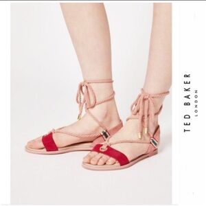 Ted Baker London Pink Sandals with Elegant Wraparound Straps